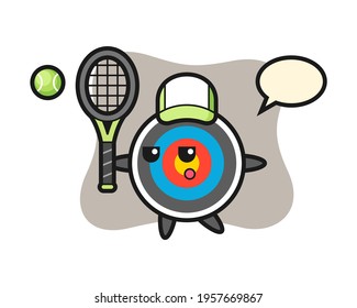 Cartoon character of target archery as a tennis player, cute style design for t shirt, sticker, logo element