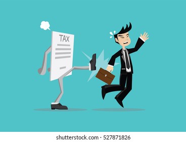 Cartoon character, Tax monograph kick businessman., vector eps10