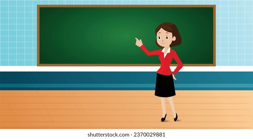 cartoon character teacher in classroom back to school vector illustration