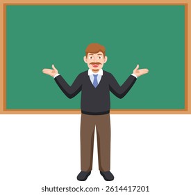 cartoon character of a teacher in a questioning pose