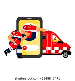 Cartoon character for telemedicine and emergency medical services.