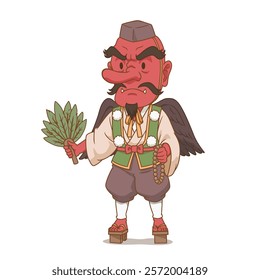 Cartoon character of Tengu, God in Japanese mythology and folklore.