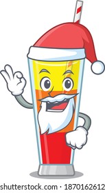 cartoon character of tequila sunrise cocktail Santa having cute ok finger