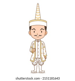 Cartoon character of Thai Angel male in white brahmin dress.