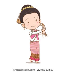 Cartoon character of Thai nail dance girl.