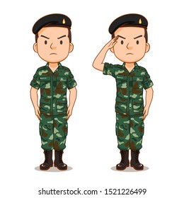 Cartoon character of Thai soldier.
