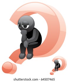 Cartoon character thinking or wondering. 