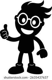 Cartoon character thumbs up silhouette vector illustration design