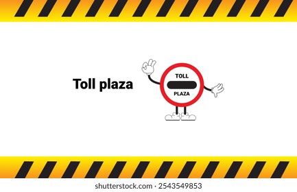 Cartoon character toll gate sign graphic vector illustration. Graphic design is suitable for children's education, story books, or traffic safety materials. vector illustration