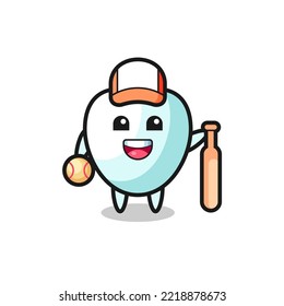 Cartoon character of tooth as a baseball player , cute design