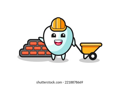 Cartoon character of tooth as a builder , cute design