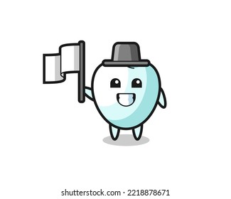 Cartoon character of tooth holding a flag , cute design
