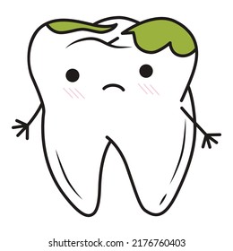 cartoon character tooth sick caries