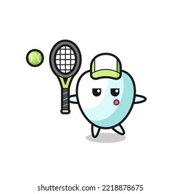 Cartoon character of tooth as a tennis player , cute design