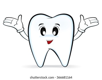 Cartoon character tooth, vector 10