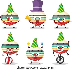 Cartoon character of top toy with various circus shows. Vector illustration