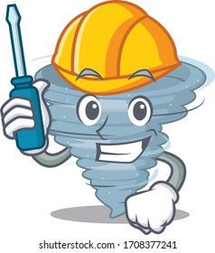 cartoon character of tornado worked as an automotive
