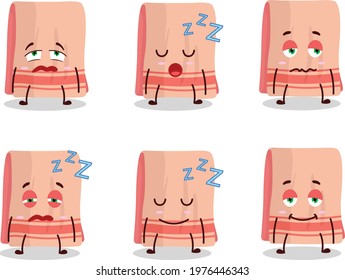 Cartoon character of towel with sleepy expression