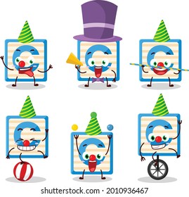 Cartoon character of toy block C with various circus shows. Vector illustration