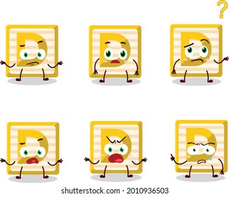 Cartoon character of toy block D with what expression. Vector illustration