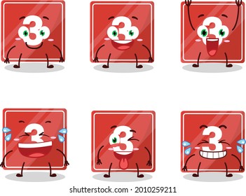 Cartoon character of toys block three with smile expression. Vector illustration