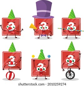 Cartoon character of toys block three with various circus shows. Vector illustration