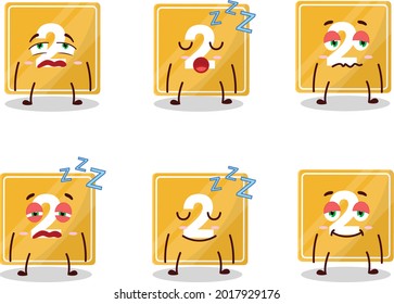 Cartoon character of toys block two with sleepy expression. Vector illustration