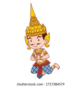 Cartoon character of traditional Thai angel male.