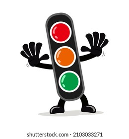 Cartoon Character Traffic Light Signal for safety riding icon