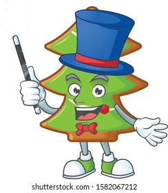 Cartoon character of trees cookies Magician style