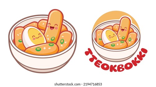 Cartoon character of tteokbokki or Korean spicy rice cake