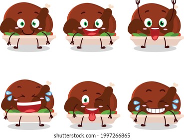 Cartoon character of turkey meat with smile expression. Vector illustration