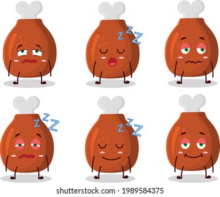 Cartoon character of turkey thighs with sleepy expression. Vector illustration