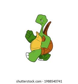 Cartoon character. The turtle goes forward. Isolated on white background. Animal theme. Vector illustration.