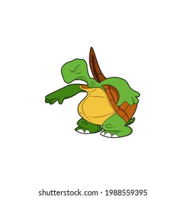 Cartoon character. Turtle got scared and closed his eyes. Isolated on white background. Animal theme. Vector illustration.