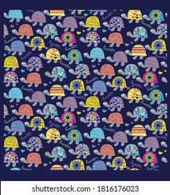 cartoon character turtle pattern.textile print design