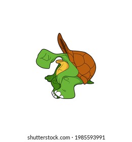 Cartoon character. Turtle sitting. Isolated on white background. Animal theme. Vector illustration.