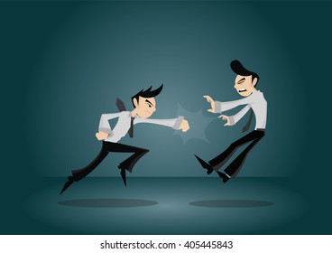 Cartoon character, Two businessmen fighting., vector eps10