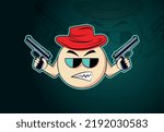 Cartoon Character With Two Guns Vector Illustration