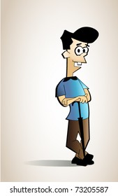 Cartoon character with umbrella