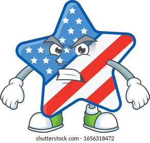 cartoon character of USA star with angry face