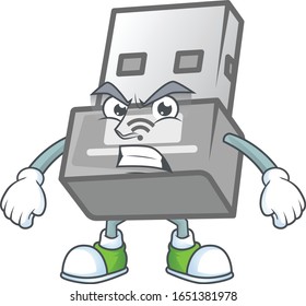 cartoon character of USB wireless adapter with angry face