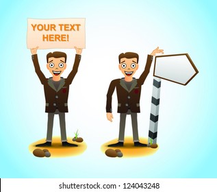 Cartoon character for use in presentations, web site, design. Business vector set