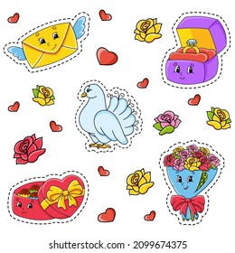 Cartoon character. Valentine theme. Colorful vector illustration. Isolated on white background. Design element. Template for your design, books, stickers, cards.