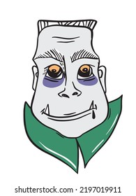 Cartoon character vampire. Vector illustration of a portrait of a kind vampire. 