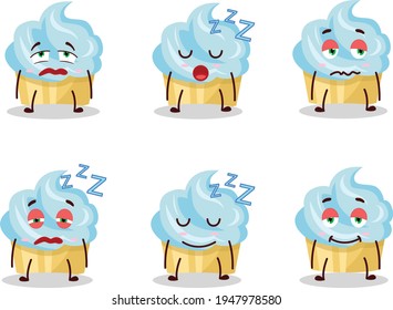 Cartoon character of vanilla cake with sleepy expression