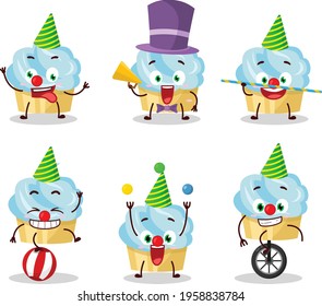 Cartoon character of vanilla cake with various circus shows