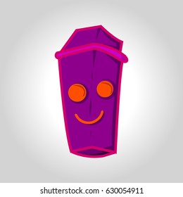 Cartoon character vector bottle of drink with a smile