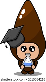 personaje de dibujos animados vector cientista lindo cassava traje de mascota vegetal con sombrero de graduación