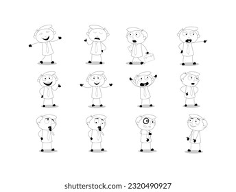 personaje de caricatura Icono vector. Organización de flujo de trabajo productivo: ilustraciones de concepto. Colección de escenas con personas organizando y mejorando su flujo de trabajo y su lugar de trabajo